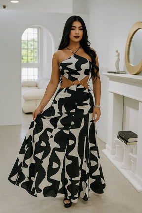 Vestido Longo Abstrato