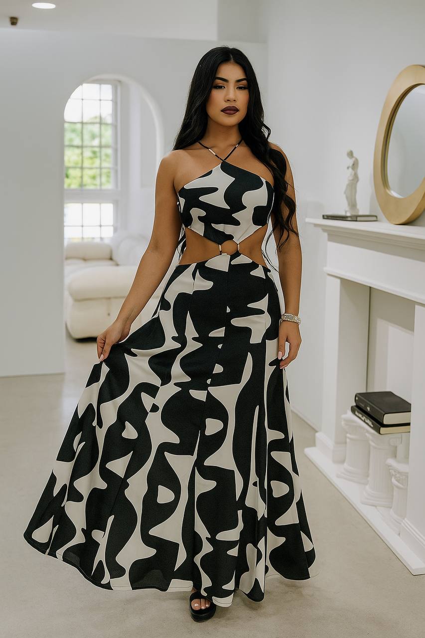 Vestido Longo Abstrato